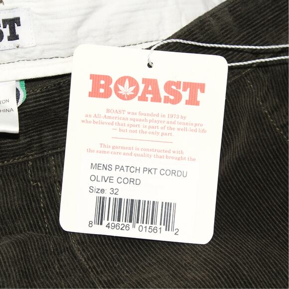 BOAST USA Mens 32 Patch Pocket Corduroy Short Olive Green NWT 7"Inseam - Picture 5 of 8